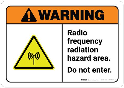 Warning Radio Frequency Radiation Hazard Area Ansi Landscape With Icon