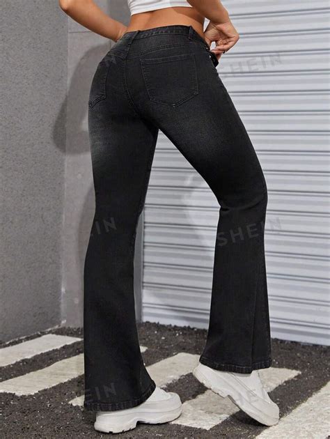 Shein Icon Solid Flare Leg Jeans Shein Usa