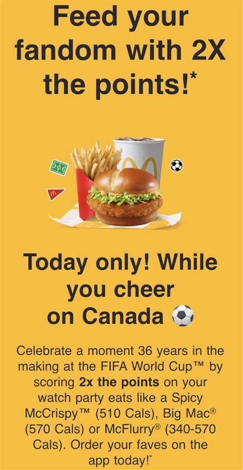 Mcdonalds Canada Fifa World Cup Canada Promo 2x The Points In App Today