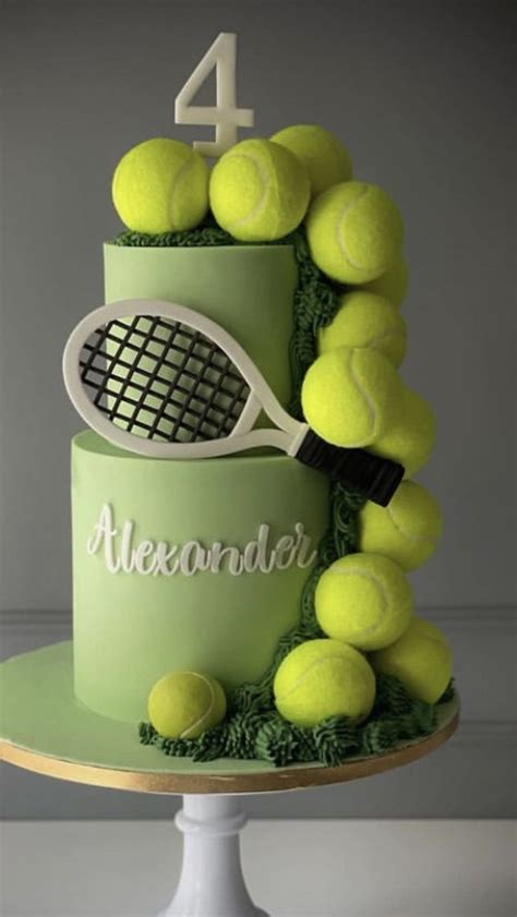 Tennis Birthday Cake With Tennis Balls And Racket