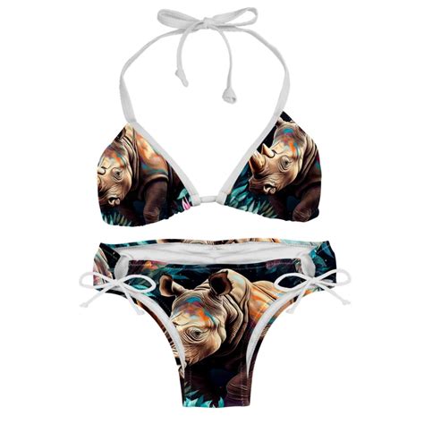 Rhinoceros Stylish Bikini Set With Detachable Sponge Adjustable Strap Pack One Piece