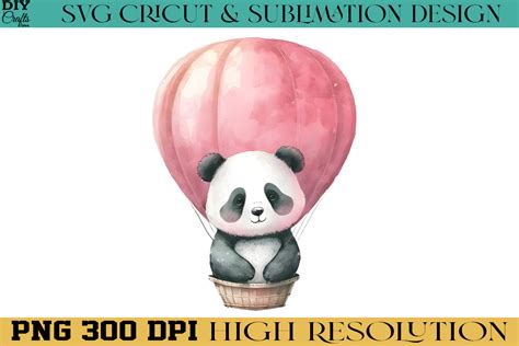 Panda With Hot Air Balloon PNG Design Graphic By Diy Crafts Ideas Creative Fabrica