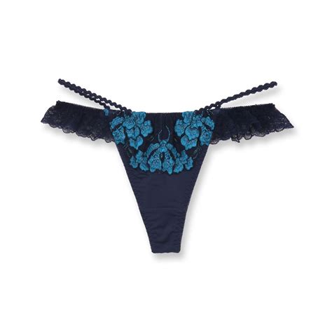 フランデランジェリー fran de lingerie リュクスセクシーファッションの必需品 ワンダーリフトブラクロスコード Tバック タンガ返品不可商品 ネイビー