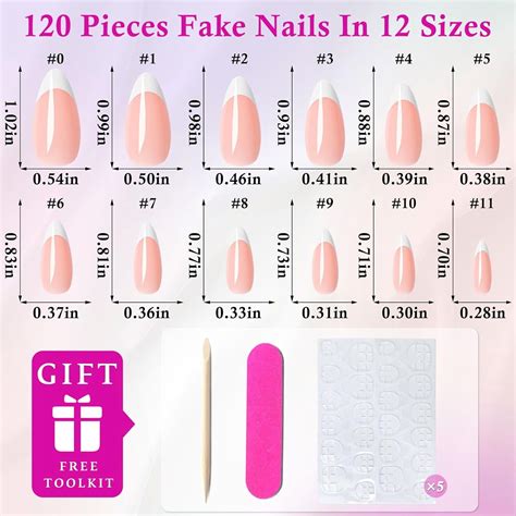 Pc French Tips Press On Nails Medium Fake Nail With Glue Tabs Nude Acrylic Nails Press On