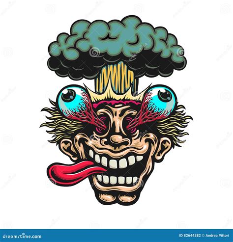 Mind Blowing Excited Man Head Blowing Up Vector Cartoon Stock Vector