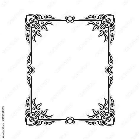 Black Ornate Frame with Filigree Swirls Vector Clipart Stock Vector ...