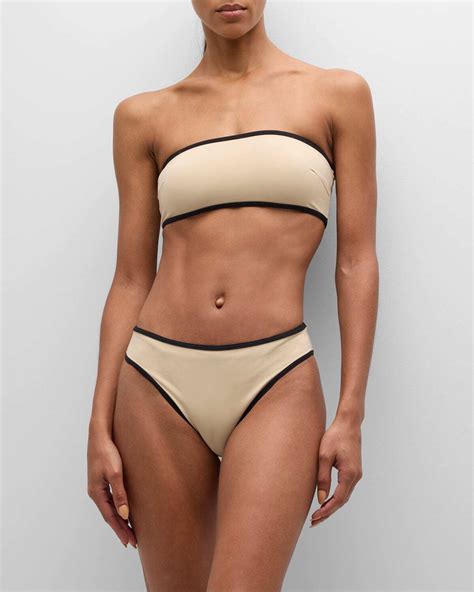 TOTÊME Stripe Edge Triangle Bikini Top Light Hay Editorialist