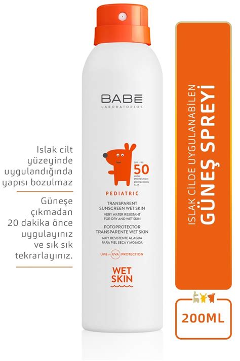 Babe Pediatric Transparent Spf 50 200 ml Islak Cilde Uygulanabilen Çocuk Güneş Spreyi