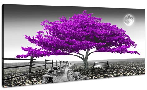 Natural Landscape Purple Tree Wall Art For Bedroom Living Room Canvas