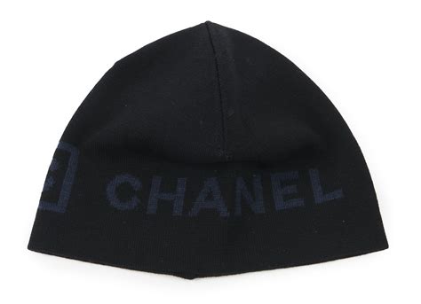 Lot Chanel Bonnet En Laine M Rino Noire Et Marine Taille Unique