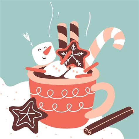 A Charming Clipart Illustration Featuring A Cup Of Hot Chocolate Adorned With Marshmallows A
