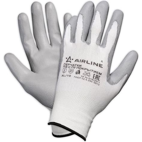 Полиэфирные перчатки с цельным ПУ покрытием ладони с подвесом Airline р ...