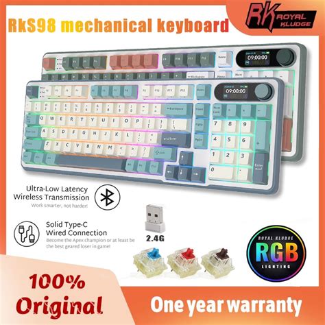 RK S RK ROYAL KLUDGE Tri Mode Hot Swap RGB Backlight Bluetooth Wireless PBT Keycap Mechanical