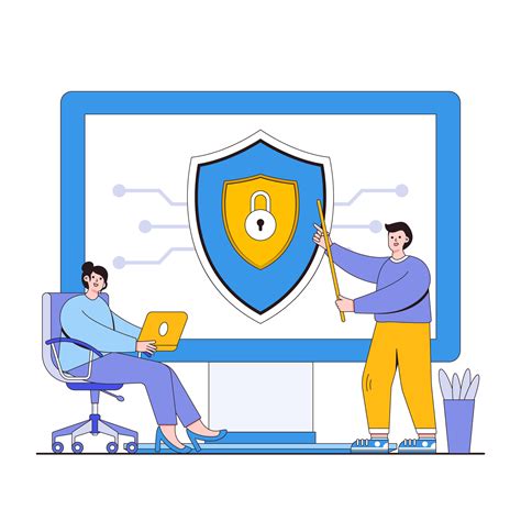 Cybersecurity training vector illustration concept with characters