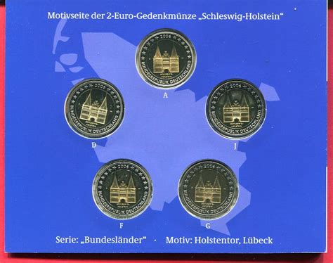 Deutschland BRD 5 x 2 Euro Gedenkmünzen 2006 Holstentor Schleswig