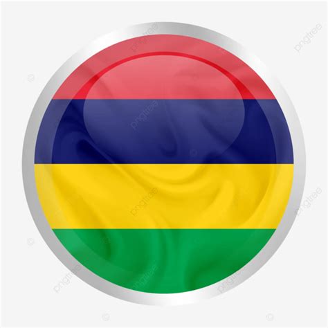 Mauritius Flag Vector With Circle Silver Frame Mauritius Round Flag