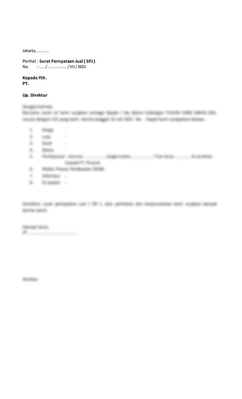 SOLUTION: Contoh surat pernyataan jual - Studypool 