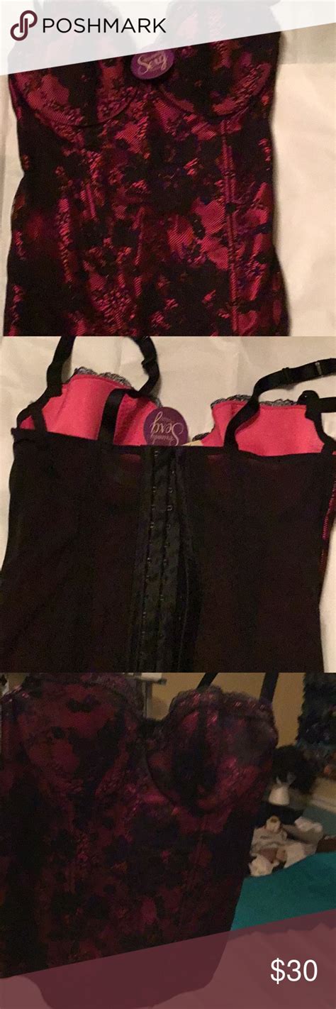 Cacique Hot Pink And Black Lace Front Bustier Black Lace Purple Lace Bra Black Lace Bra