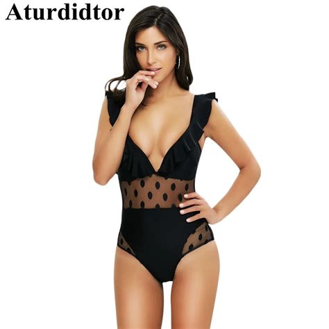Aliexpress Buy Aturdidtor Sexy Lace Bikini Swimsuit Flounce Polka Dot Women Swimwear