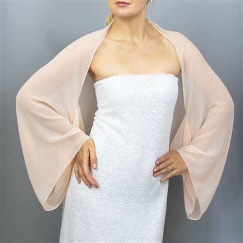 Pink Misty Rose Peach Blush Chiffon Sleeves Wrap Shawl Bolero Summer