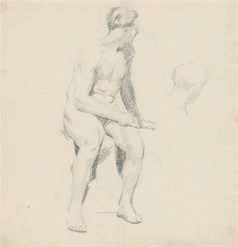 Study Of Seated Male Nude Artvee