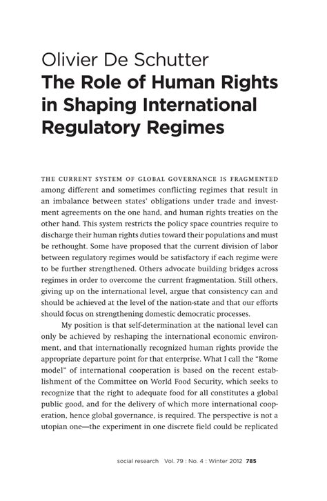 Pdf The Role Of Human Rights In Shaping International Regulatory Regimes