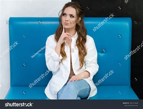 A Long Haired Brunette Woman Speaking With A Man Outside Images Stock Photos D Objects