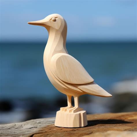Premium Photo Danish Design Inspired Wood Carving Seagull Uhd Image