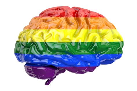 Premium Photo Brain With Rainbow Gay Flag D Rendering