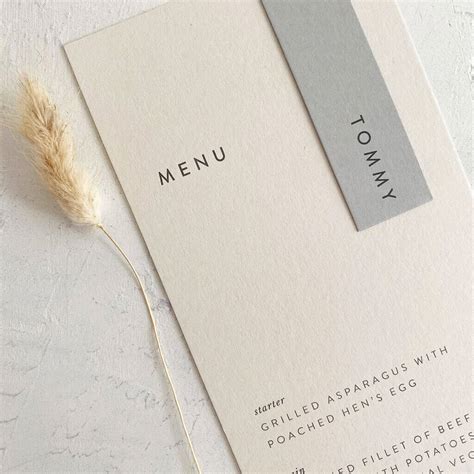Sarah Personalised Nude Menu With Name Tag By Lilac White