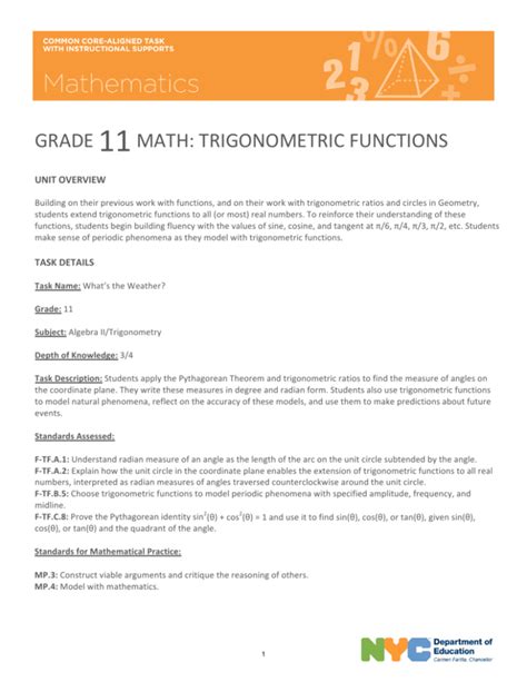 Grade 11 Math Trigonometric Functions