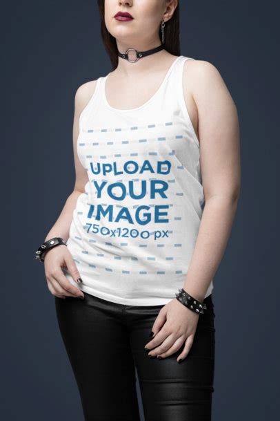 Placeit Mockup Of A Woman Wearing A Choker And A Bella Canvas Tank Top