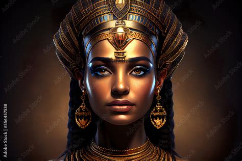 Portrait Of Beautiful Cleopatra Egyptian Queen Generative Ai Stock