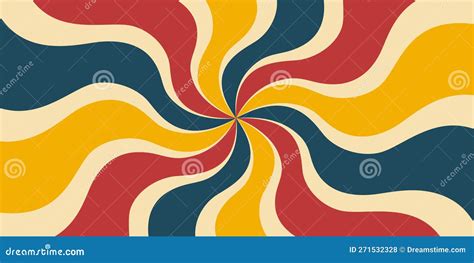 Groovy 70s 60s Background With Twisted Sunburst Vector Illustration Stock Vector