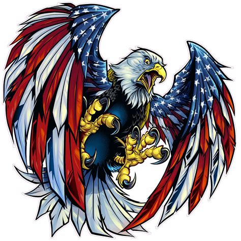 Screaming American Flag Bald Eagle Wings decal | American flag art