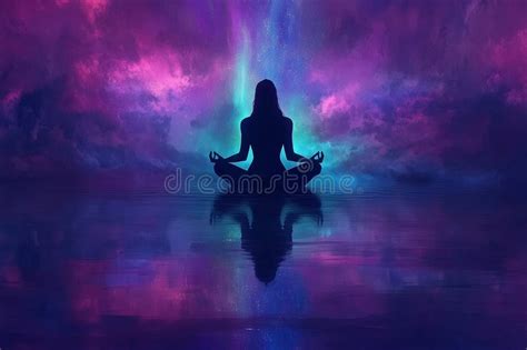 The Outline of Someone Doing Yoga Beneath the Northern Lights ...