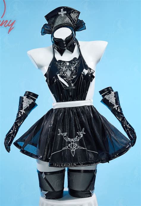 2B Sexy Lingerie Maid Costume Halter Backless Dress Set Game Cosplay Top Quality Outfits For