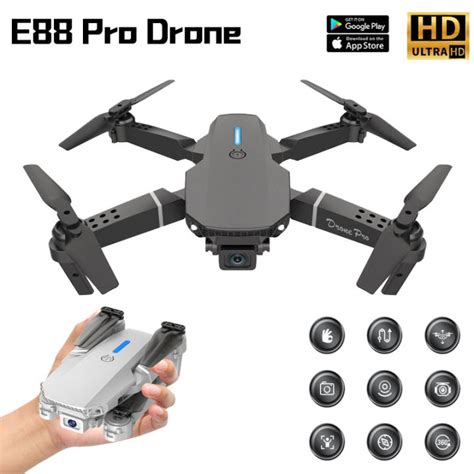 【กลับมาอัตโนมัติ】E88 PRO โดรนติดกล้อง ตำแหน่ง GPS แบบเลนส์คู่ 4K อายุ ...