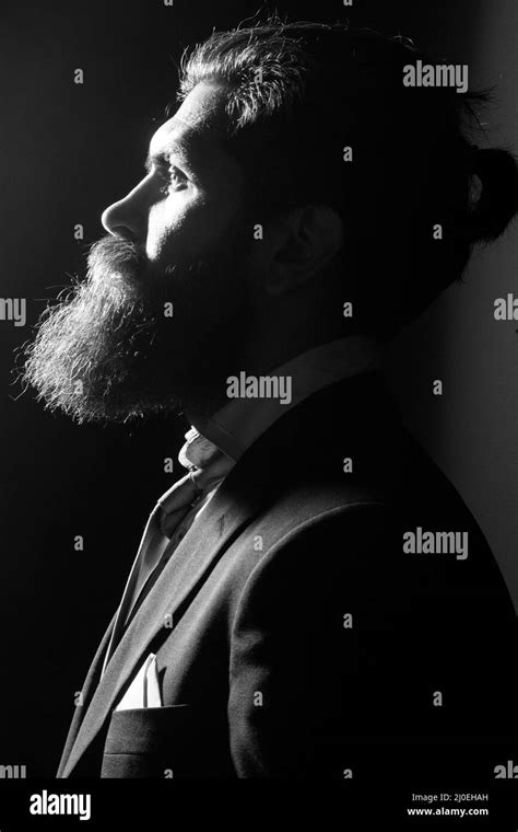Shadow Male Bearded Profile Bearded Man With Beard Bearded Gay Barbershop Concept Mustache