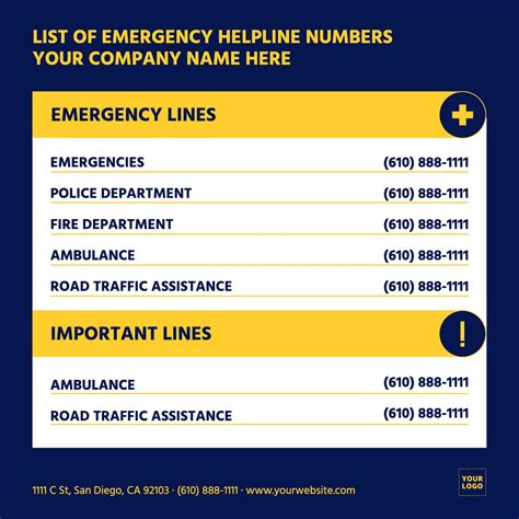 Free Printable Emergency Phone Number List