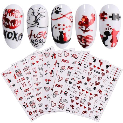 Amazon Jmeowio Sheets Valentines Day Heart Nail Art Stickers