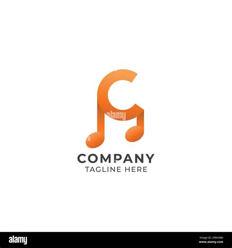 Letter C Alphabet Music Logo Design Isolated On White Background