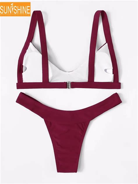 Custom Design Bikini Manufacturers Recycled Fabric High Cut Tiny Cheeky Thong Bikini Oem