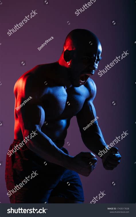 Muscular Bodybuilder Shows Muscles Naked Torso Stock Photo 1743517658 Shutterstock