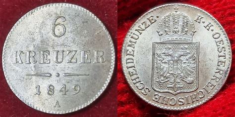 Österreich Austria 6 Kreuzer 1849 A Scheidemünze Franz Joseph I 1848