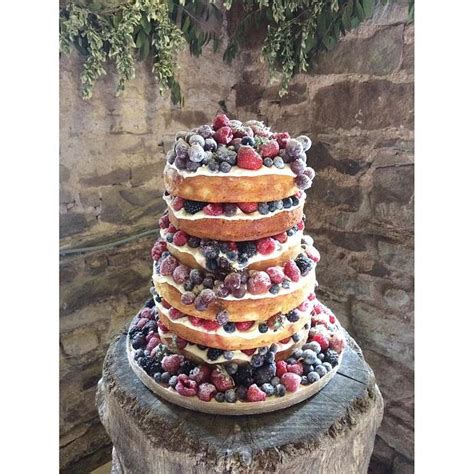 Naked Wedding Cake With Sugared Summer Fruits CakesDecor
