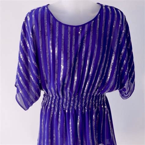 Joan Rivers Tops Beautiful Blue Joan Rivers Sequin Top Size L Nwt Great For Night Out Poshmark