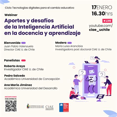 Webinar Aportes Y Desafíos De La Inteligencia Artificial En La Docencia Y Aprendizaje