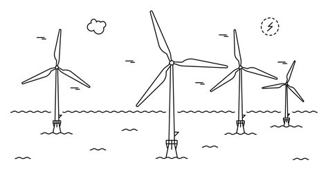 Wind Turbine Farm Line Art Style 18866378 Vector Art At Vecteezy