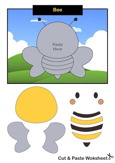 Premium Vector Bee Cut And Paste Worksheet